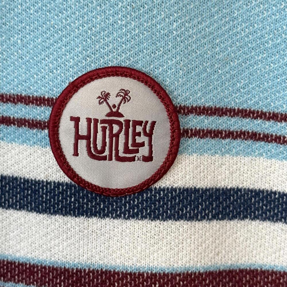 Hurley Surf Beach Hoodie Blue Striped Size Small French Terry Summer Pool - Picture 4 of 7